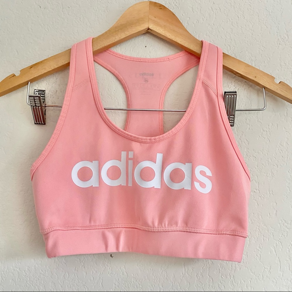 Adidas Bubblegum Pink Logo Sports Bra Top